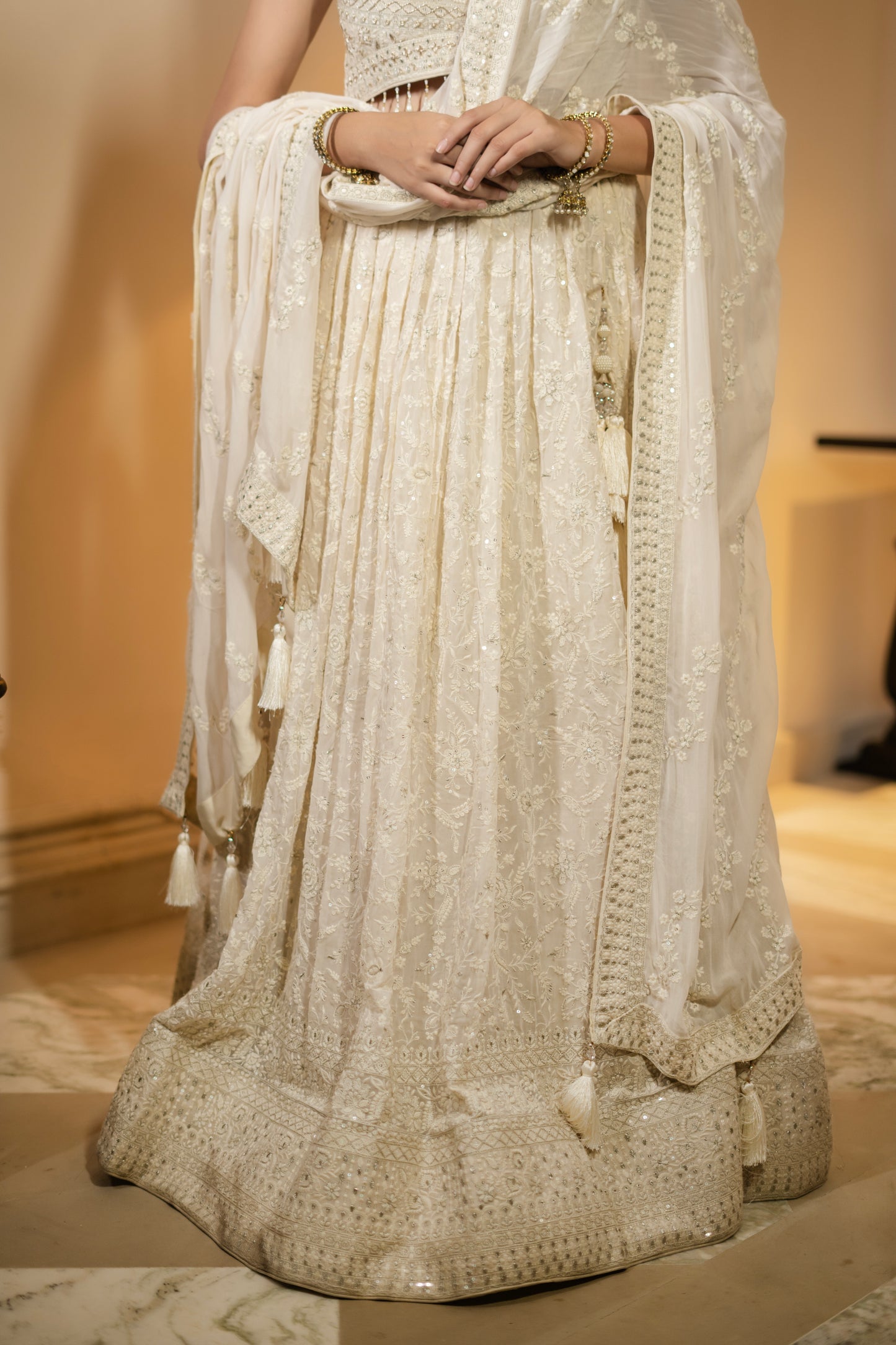 Ivory Pearl Embroidered Lehenga Set