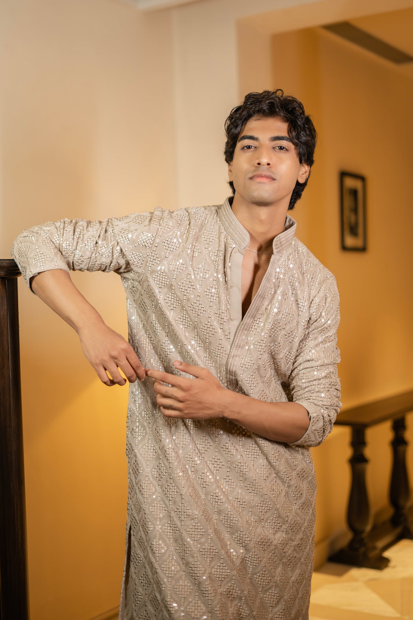 Diamond Mirror Embroidered Kurta