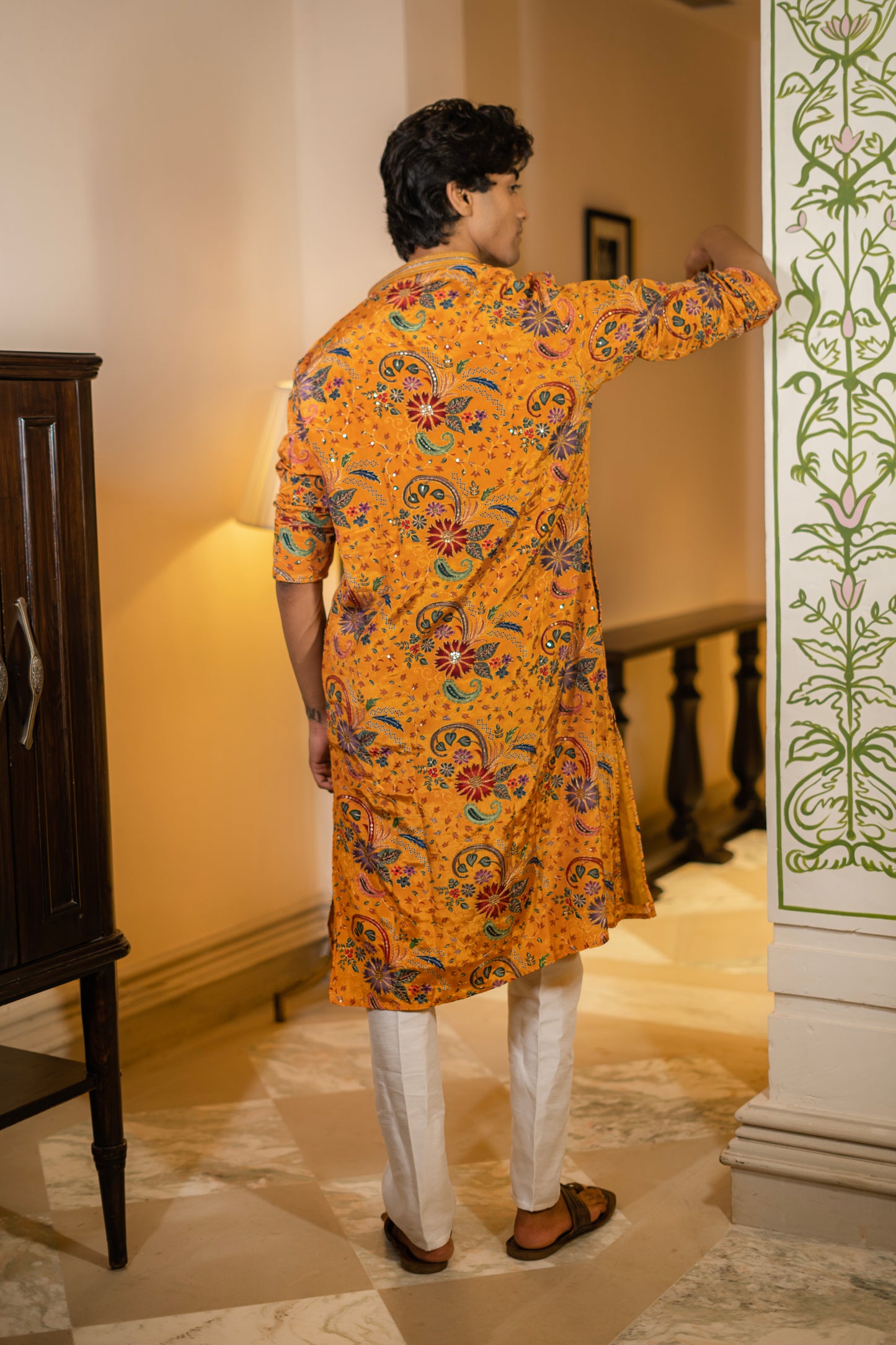 Mustard Yellow Printed Kurta