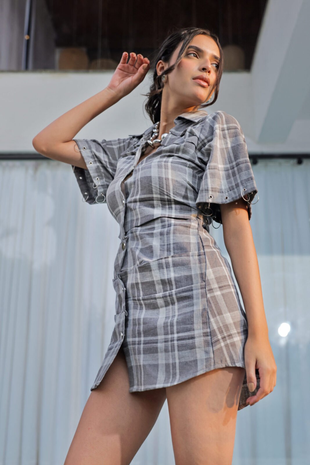 Grey shirt dress