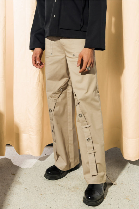 Beige panel pants