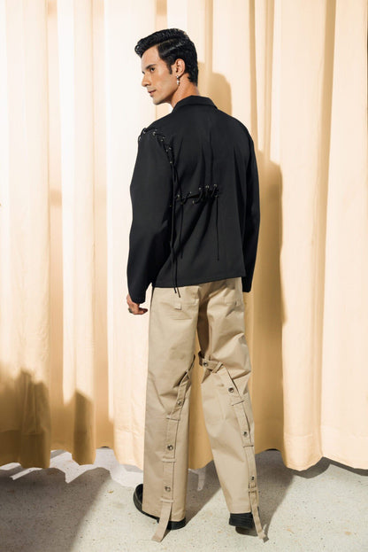 Beige panel pants