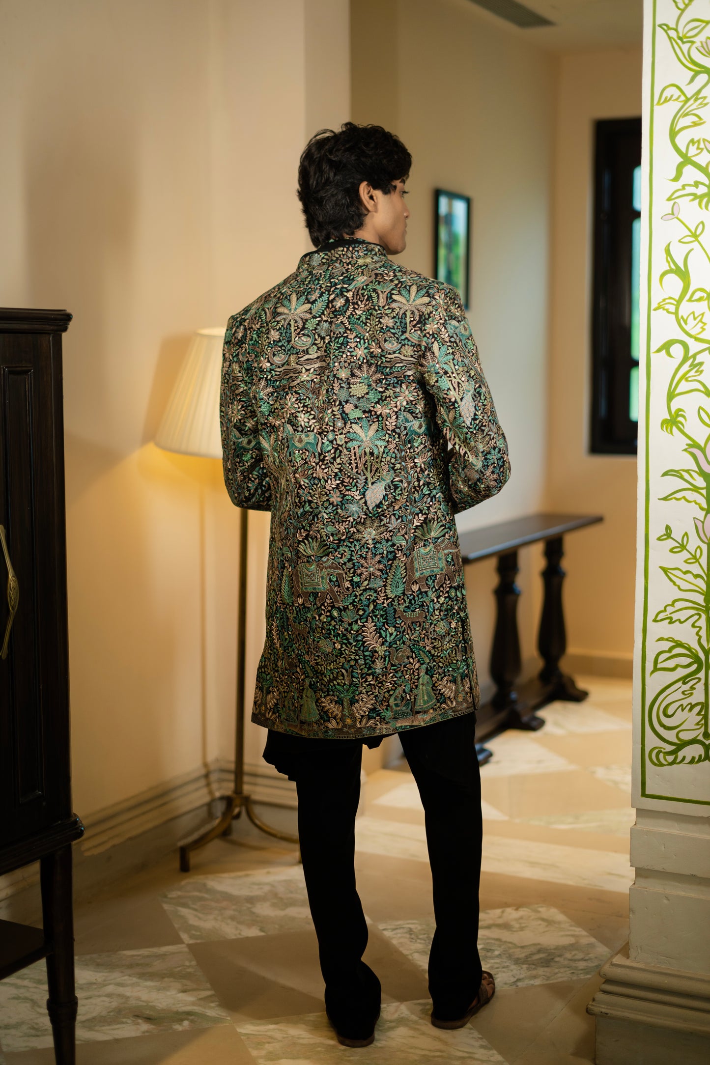 Forest-Inspired Embroidered Bandhgala Set