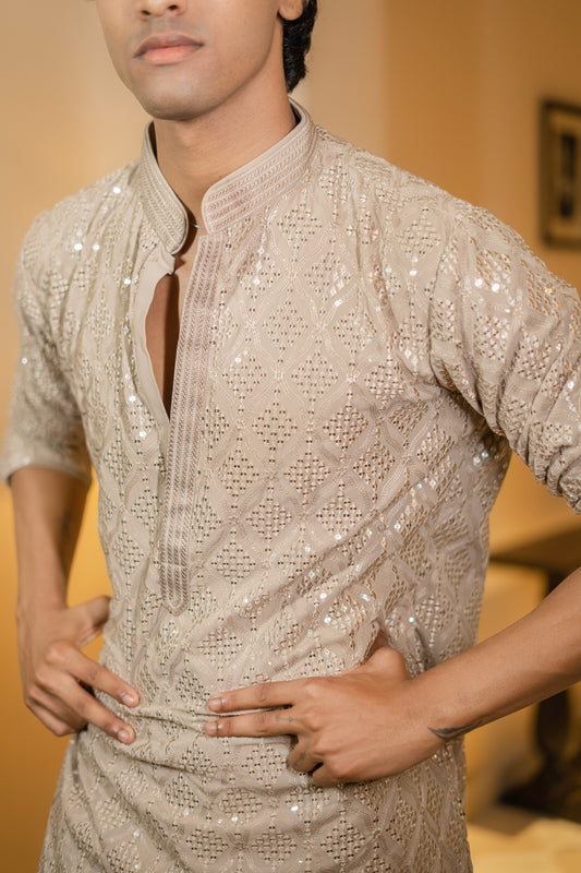 Diamond Mirror Embroidered Kurta