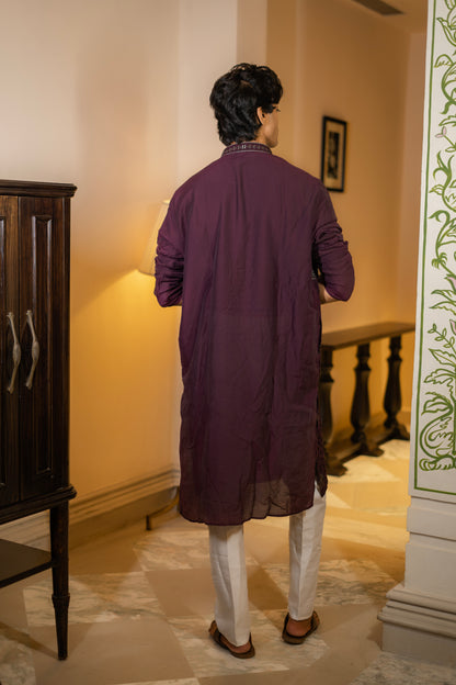 Deep Plum Embroidered Kurta
