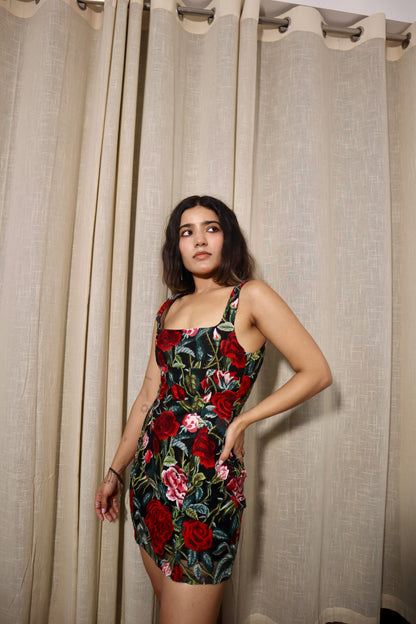 Square Neck Floral Dress